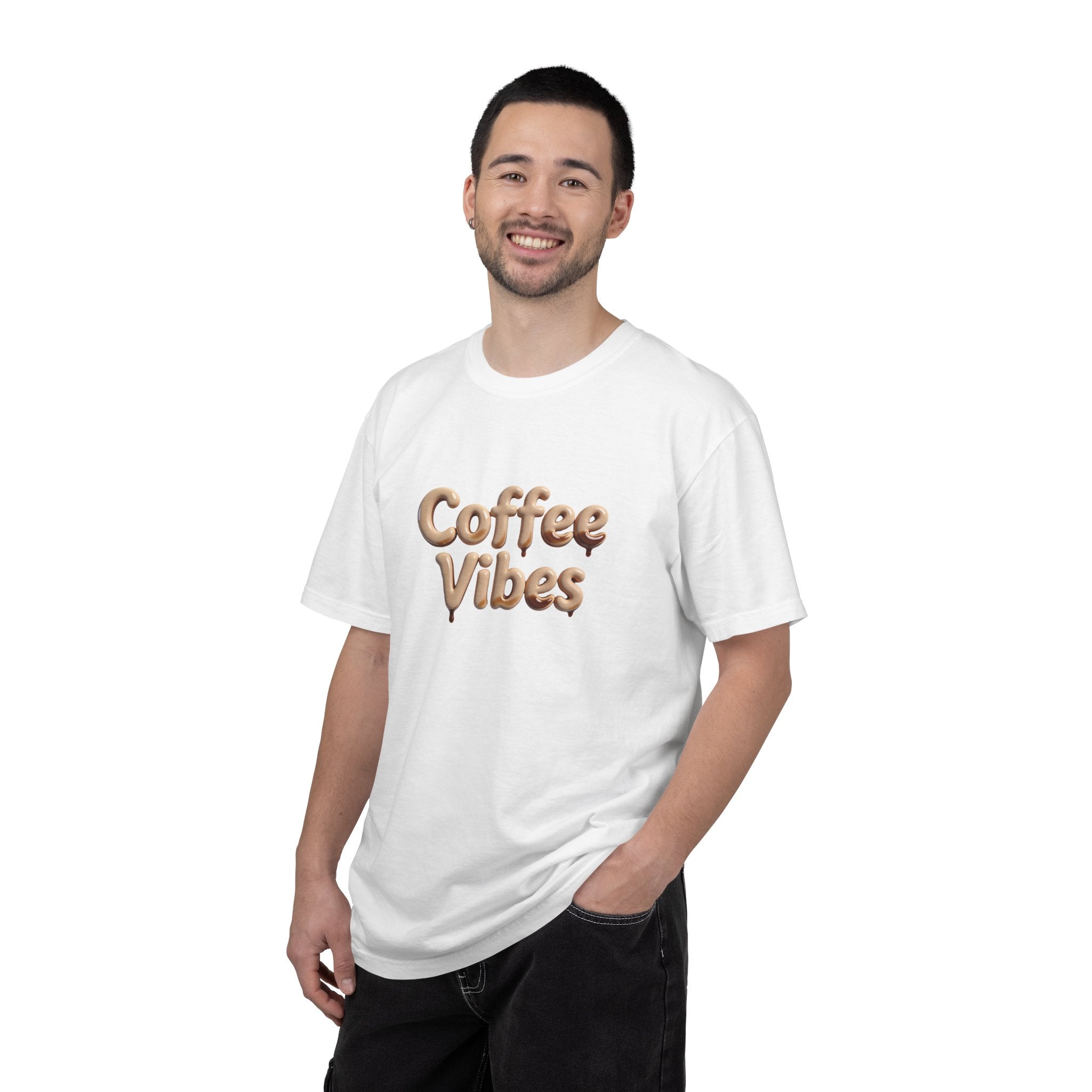Coffee Vibes T-Shirt — Retro 3D Script Tee for Coffee Lovers