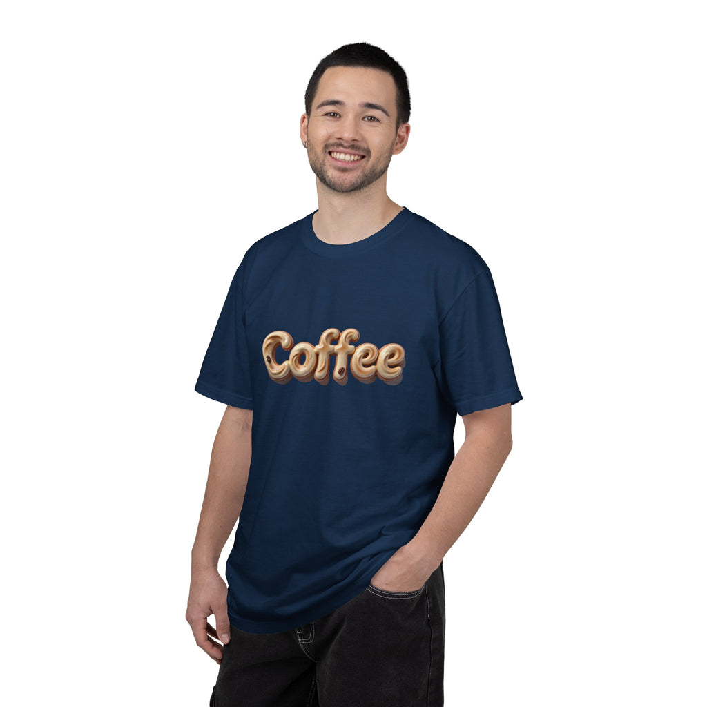 Coffee Retro Script T-Shirt — Vintage 3D Coffee Text Tee