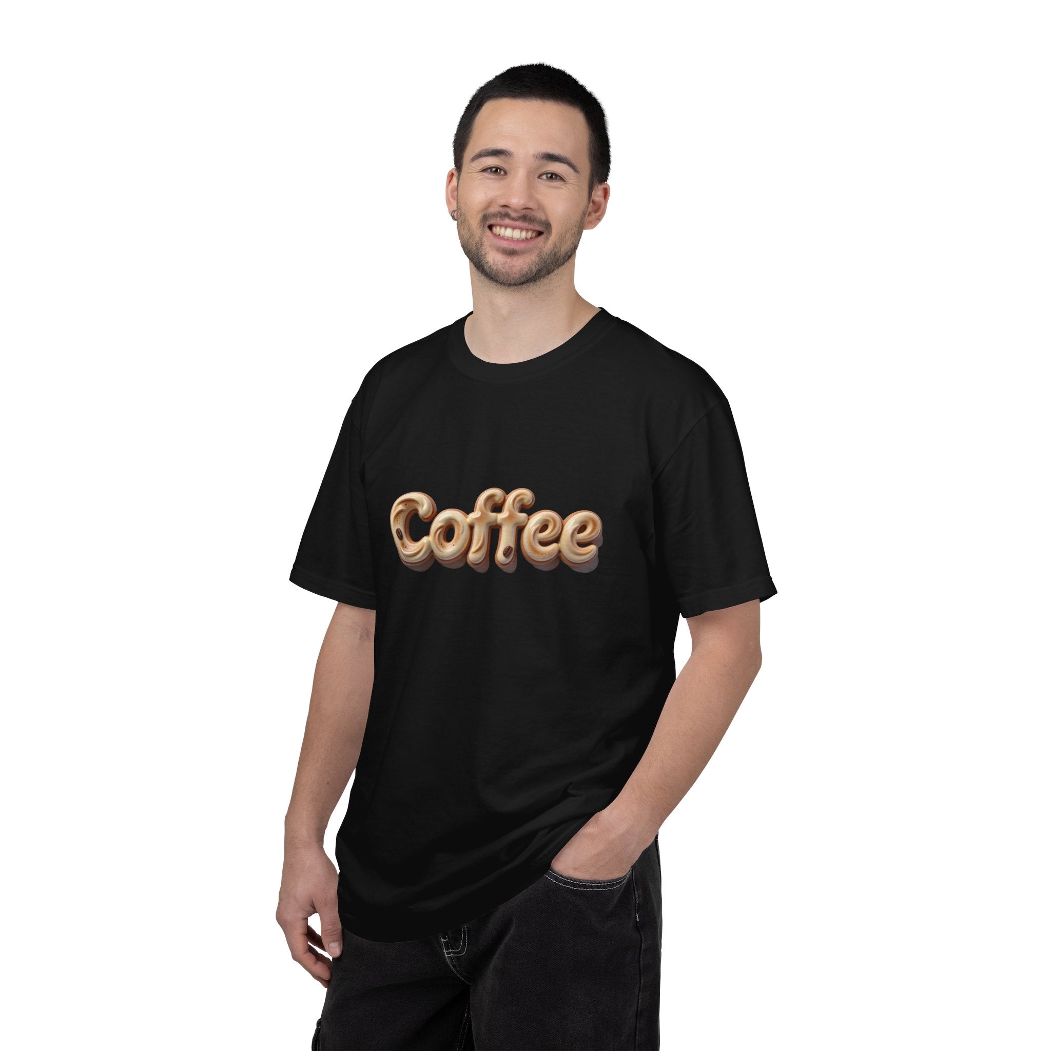 Coffee Retro Script T-Shirt — Vintage 3D Coffee Text Tee