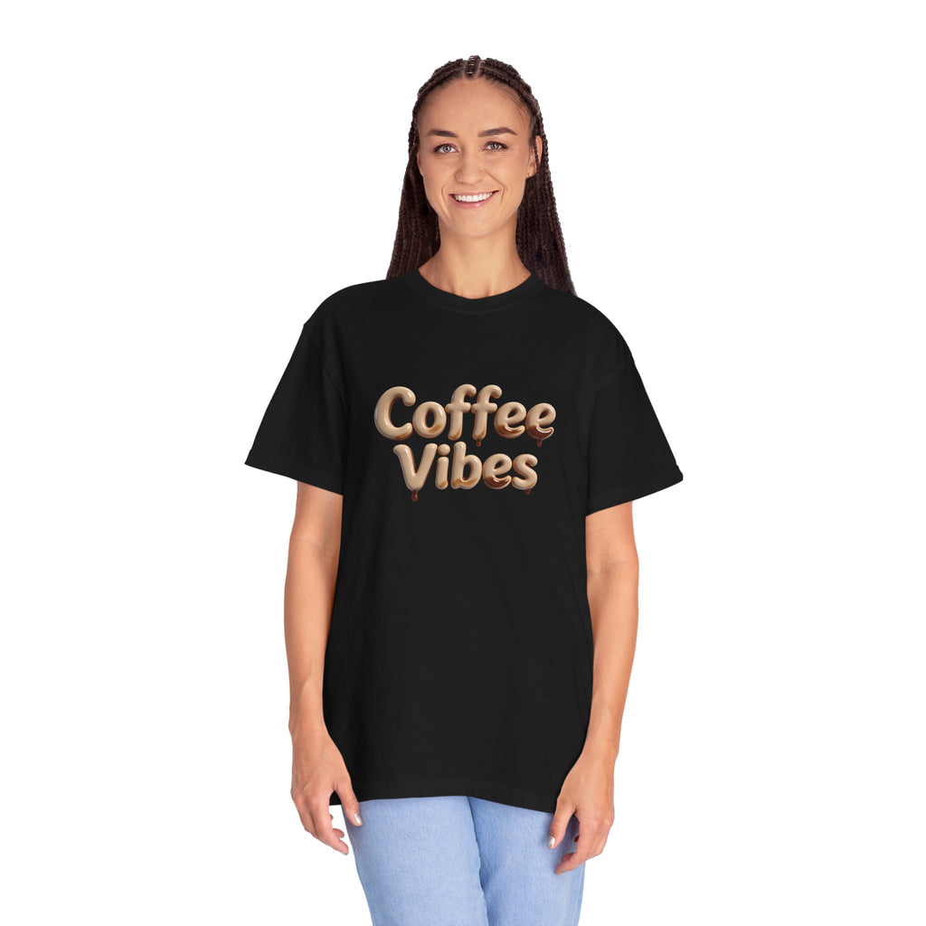 Coffee Vibes T-Shirt — Retro 3D Script Tee for Coffee Lovers