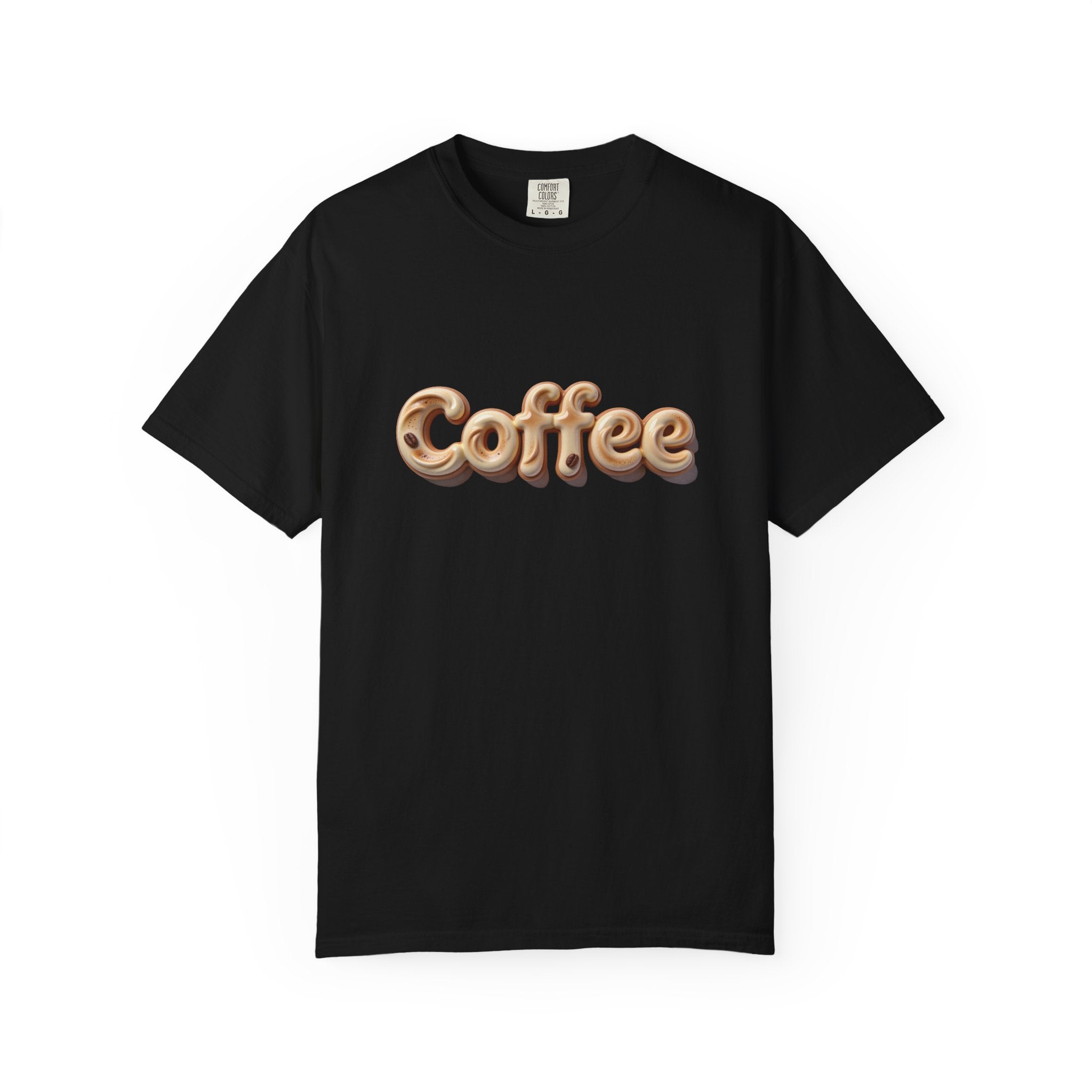 Coffee Retro Script T-Shirt — Vintage 3D Coffee Text Tee