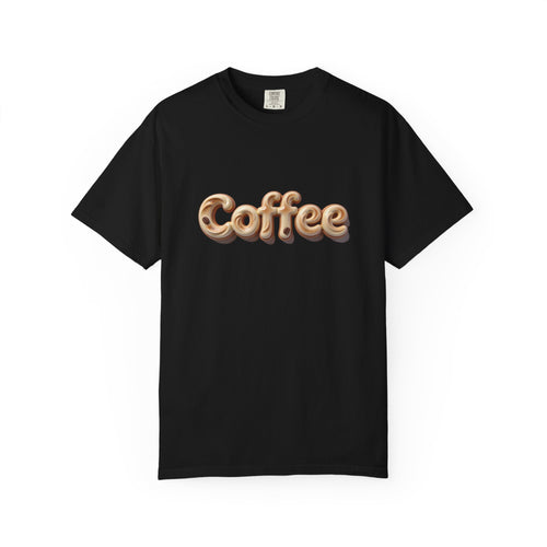 Coffee Retro Script T-Shirt — Vintage 3D Coffee Text Tee