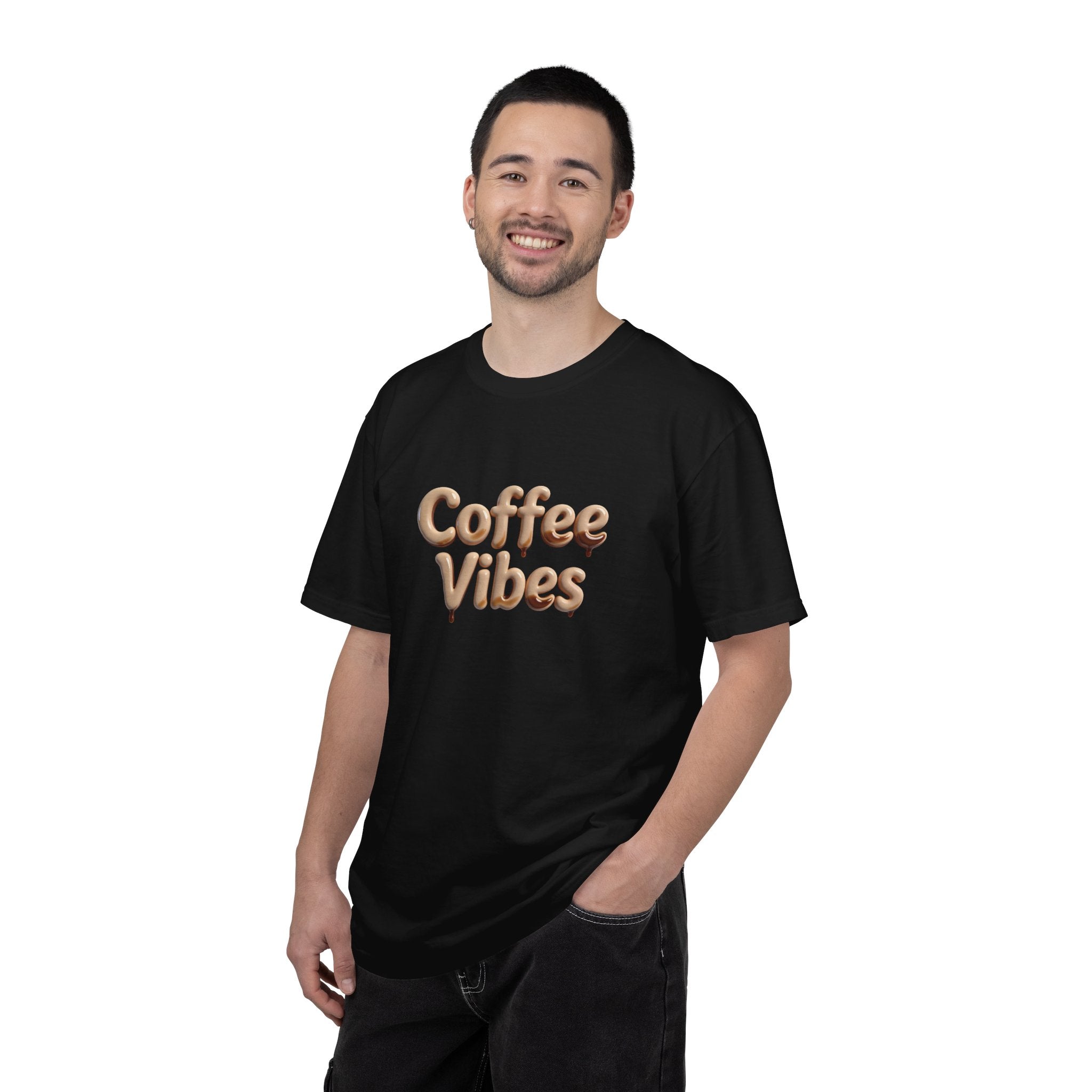 Coffee Vibes T-Shirt — Retro 3D Script Tee for Coffee Lovers