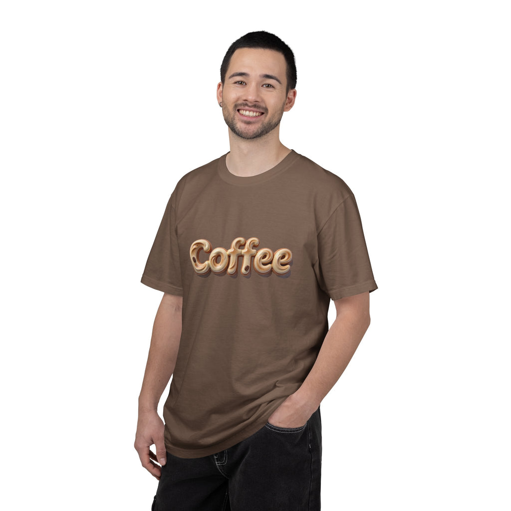 Coffee Retro Script T-Shirt — Vintage 3D Coffee Text Tee