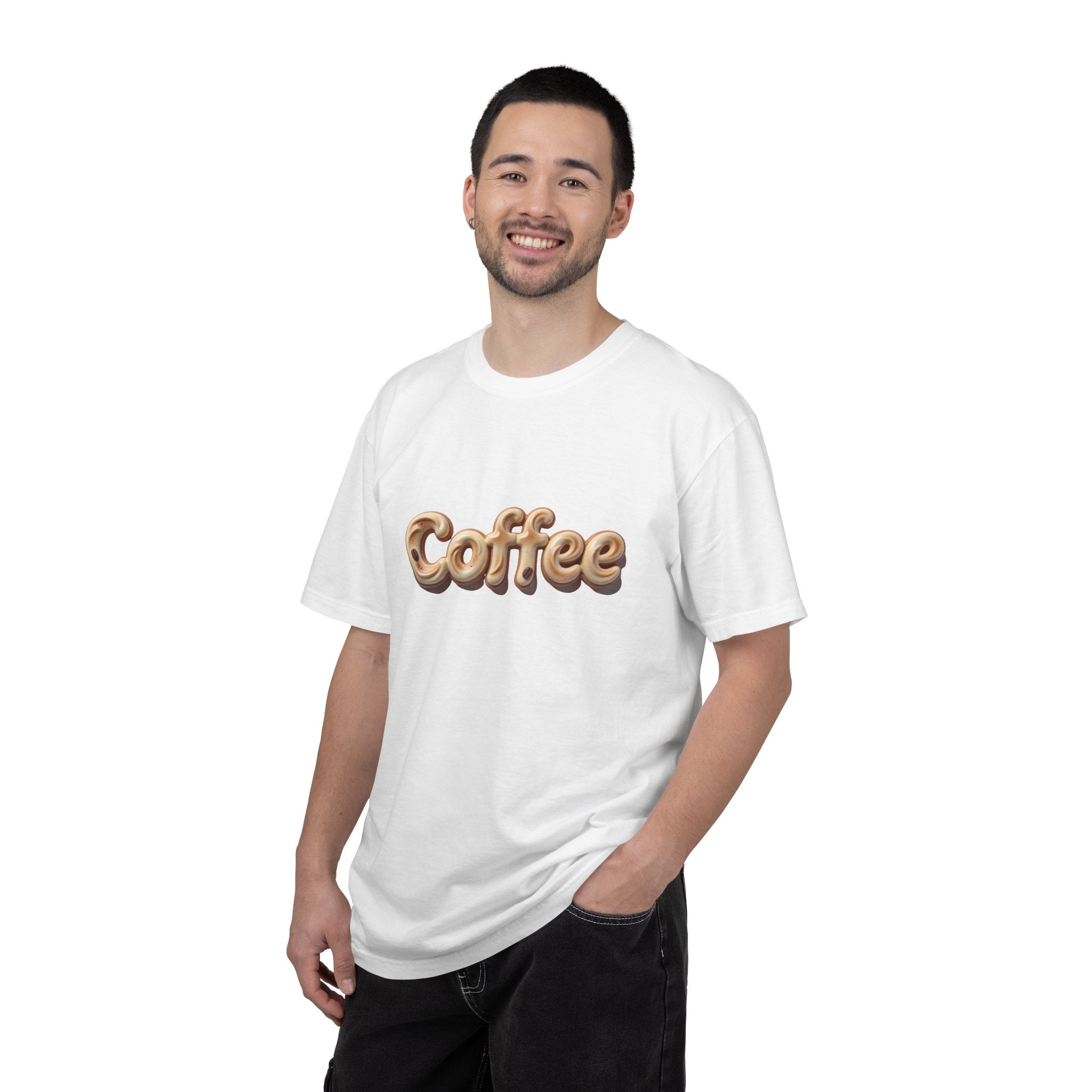 Coffee Retro Script T-Shirt — Vintage 3D Coffee Text Tee