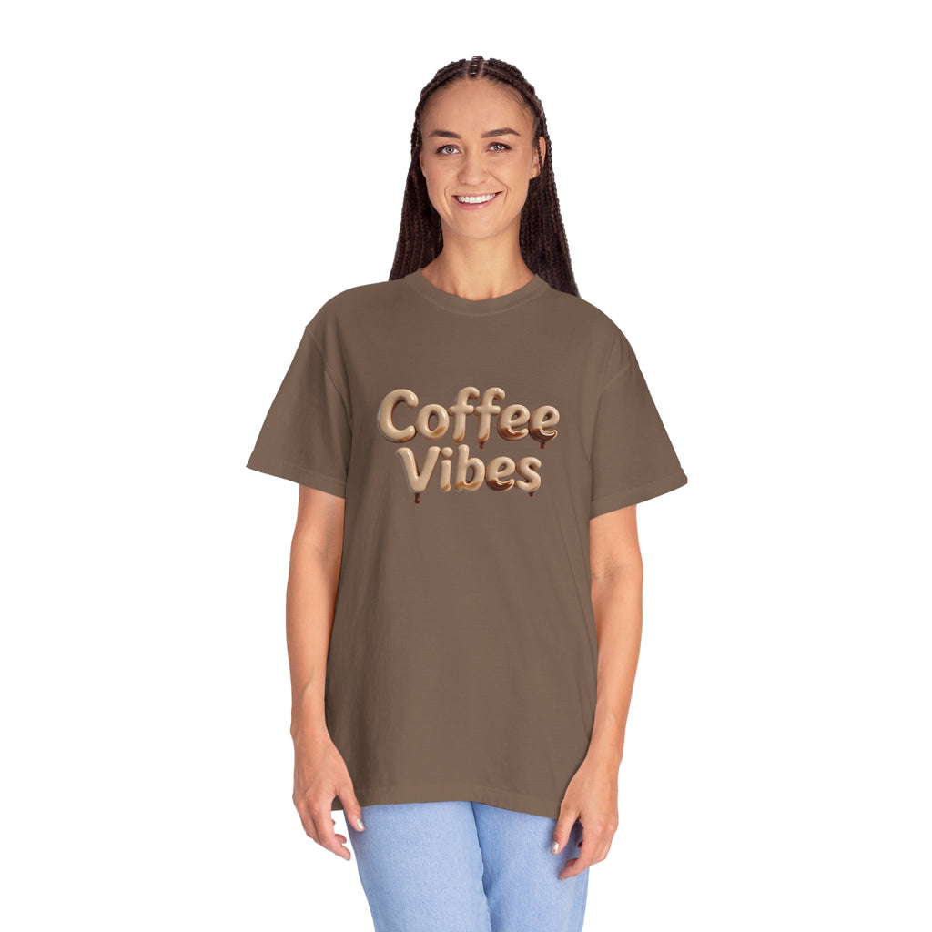 Coffee Vibes T-Shirt — Retro 3D Script Tee for Coffee Lovers